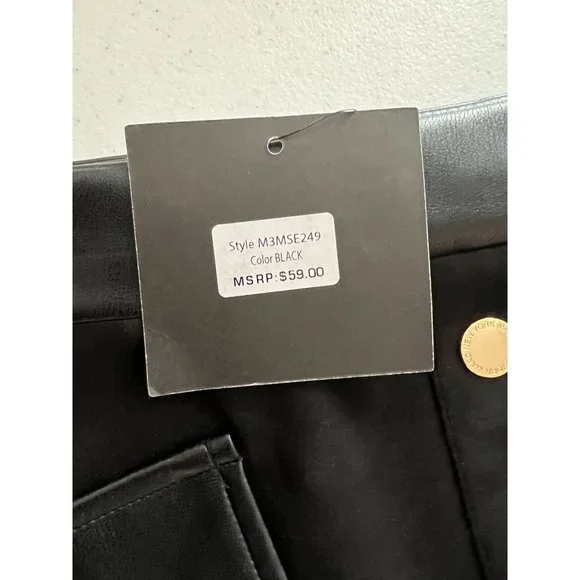 Andrew Marc NWT Sz XL Black  Faux Leather/Suede A-Line Pull On Skirt - Picture 8 of 9